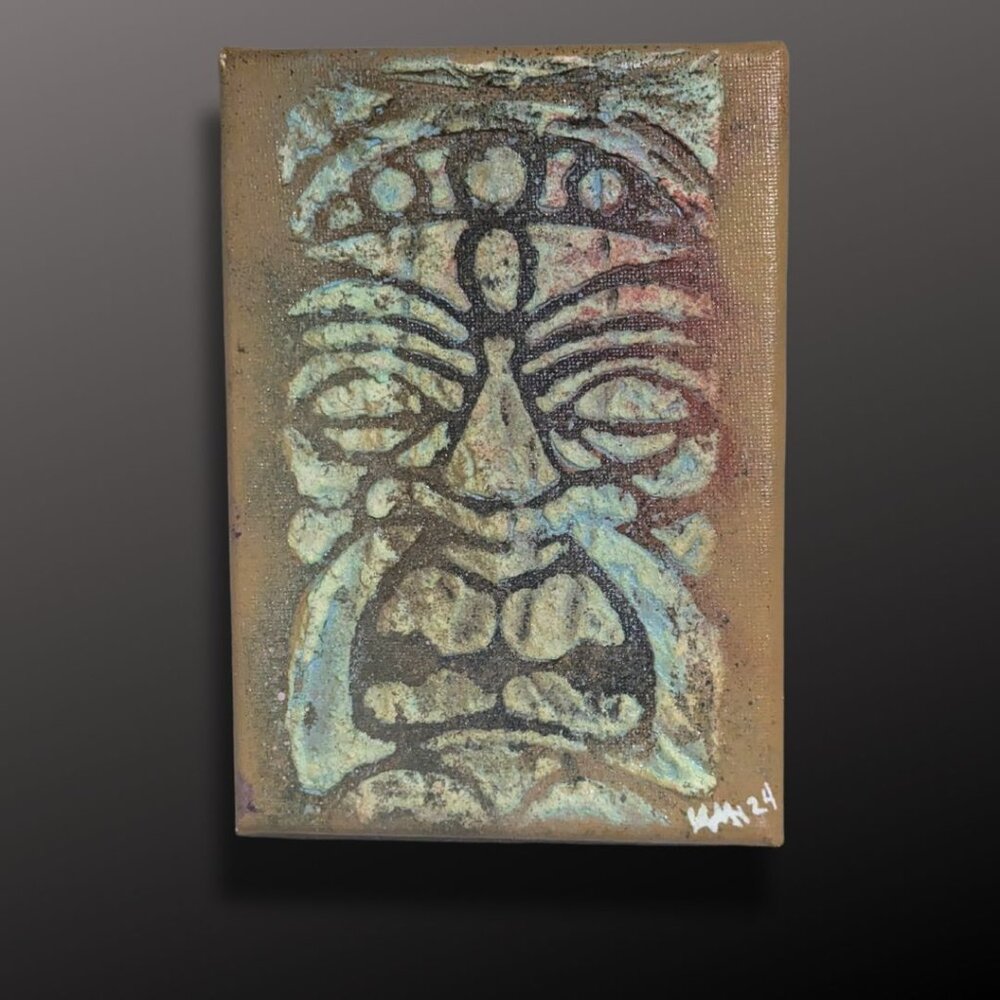Tiki Original Mixed Media Art 5x7